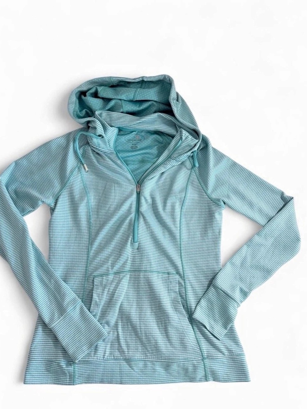 tangerine Damas Mediano Striped Hoodie in mint color Size Medium